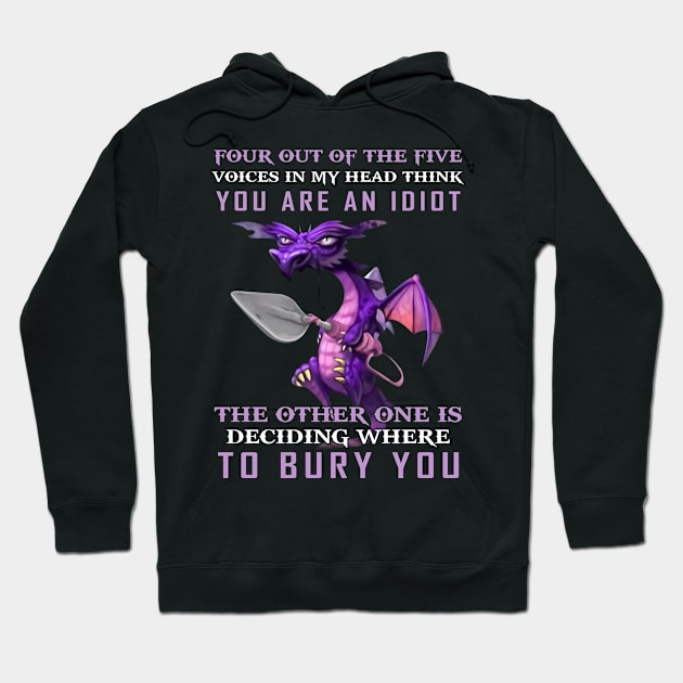 Funny Dragon Four Out Of The Five Voices In My Head Think You're An Idiot Hoodie by nikolay